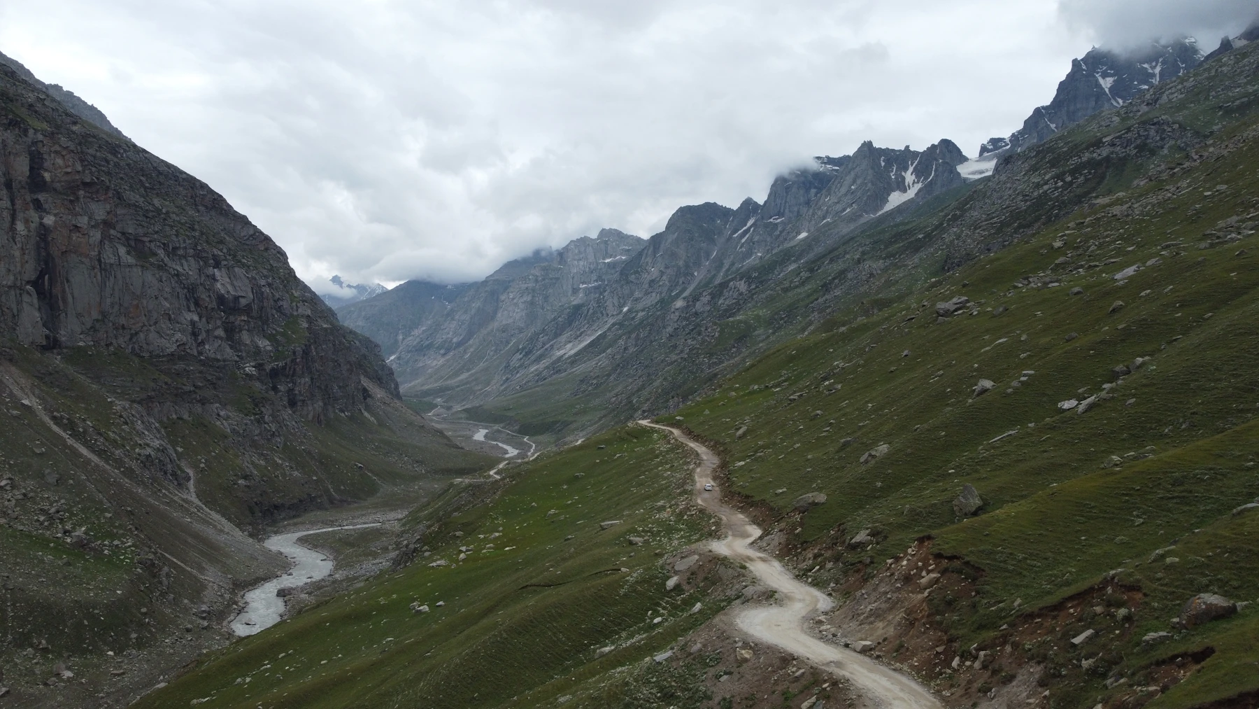 Remote road winding through the mountains of Spiti Valley